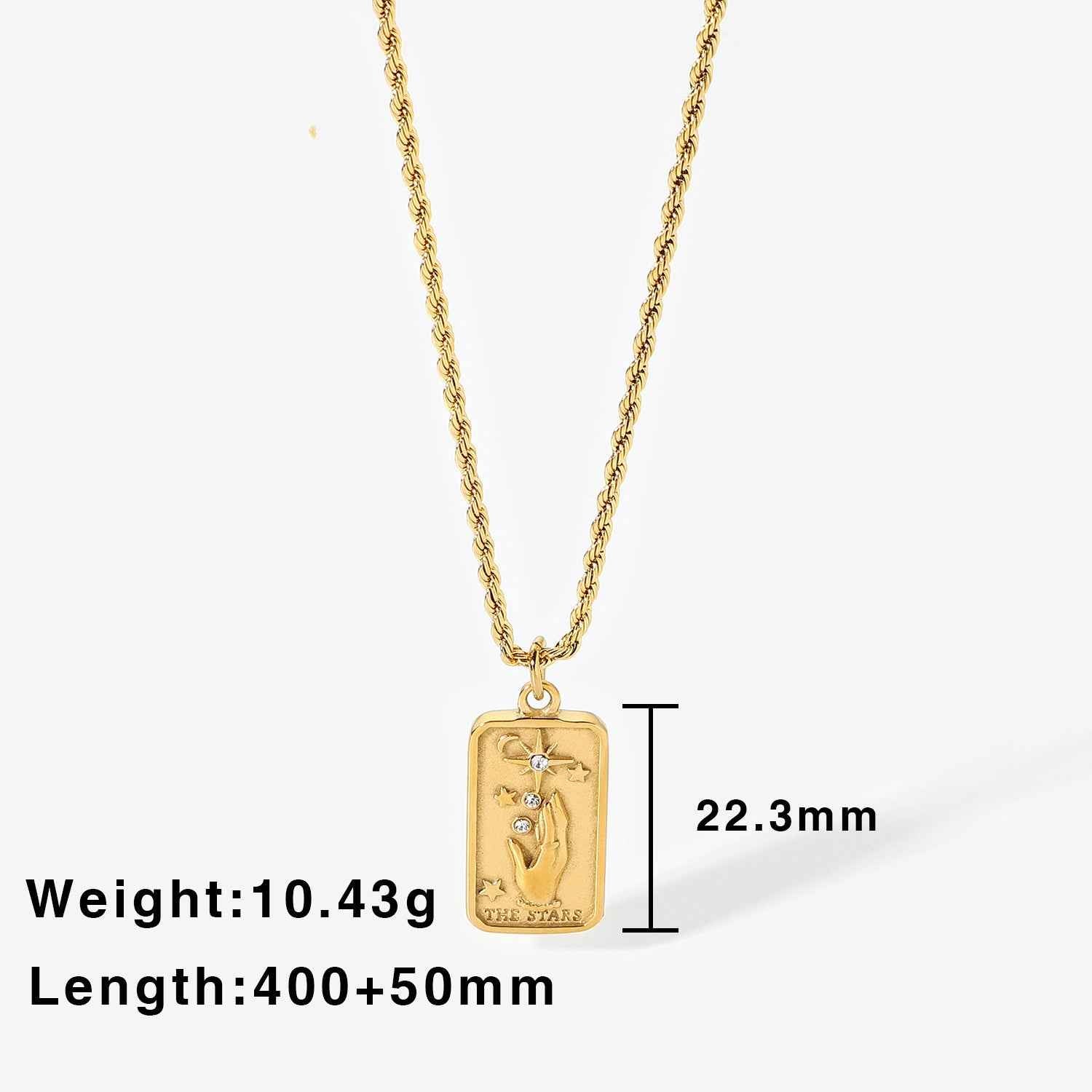 18K Gold & Zirconia Sun & Star Pendant Necklace - Damned Threads